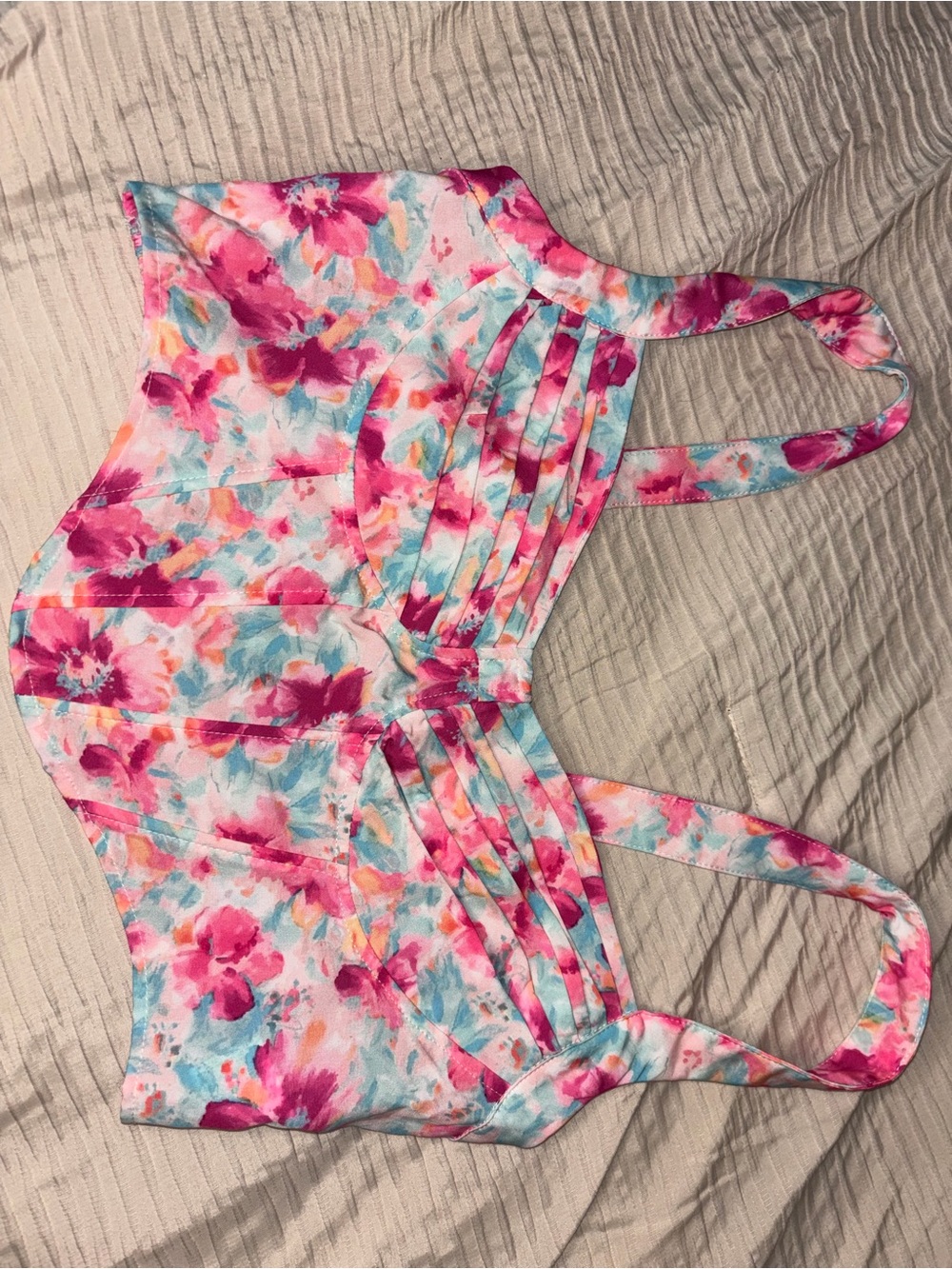 SHEIN Pink Floral Strappy Tank Top